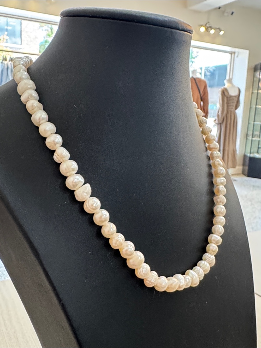 Genuine Cream Pearl Beaded Necklace - Women Jewelry